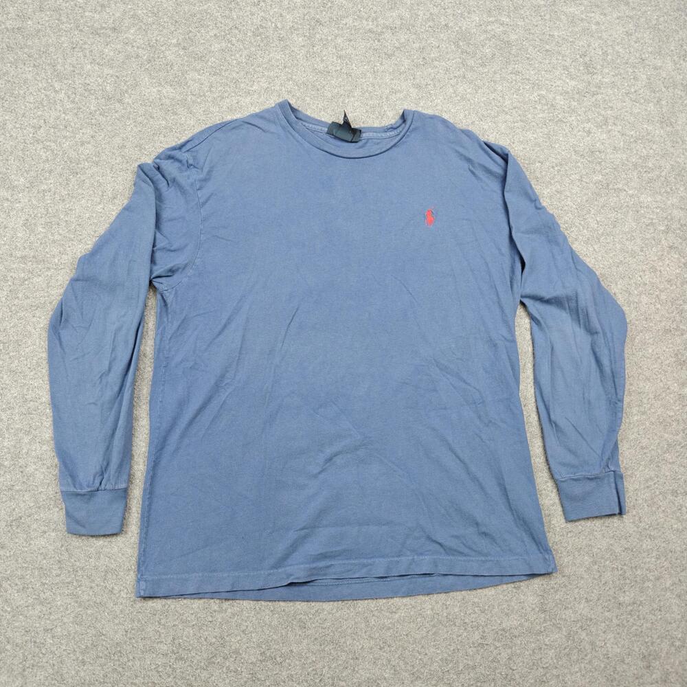 Vintage Polo Ralph Lauren Shirt Mens Small Blue Long Sleeve Logo Crewneck